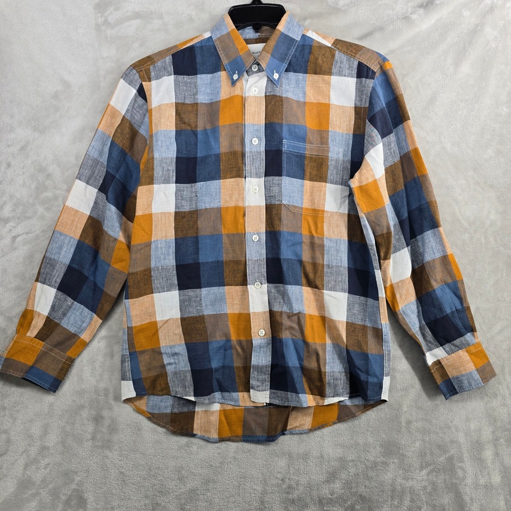 Billy Reid Mens Standard Fit Plaid Button Down Shirt Linen Size Small